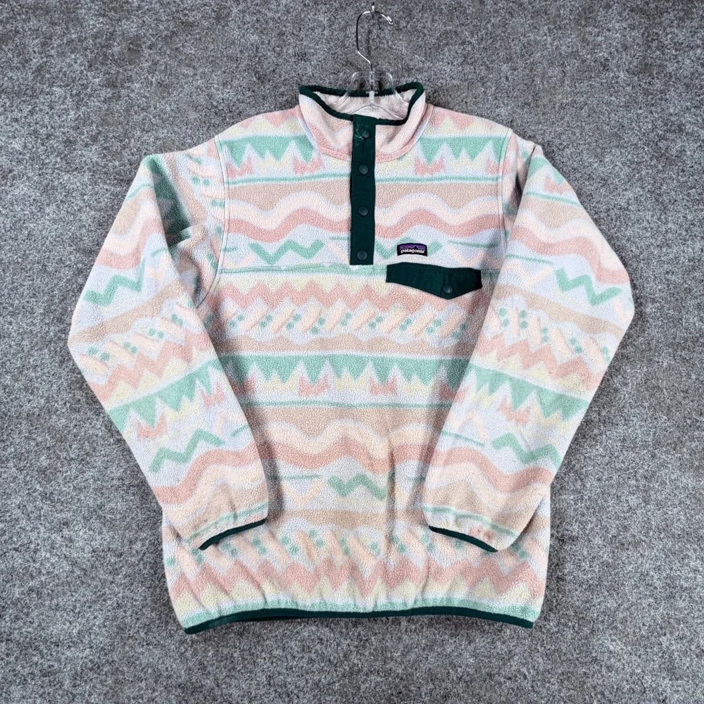 Patagonia Synchilla Pullover Girls XL‎ Lofoten Geo Beluga Lightweight Snap-T